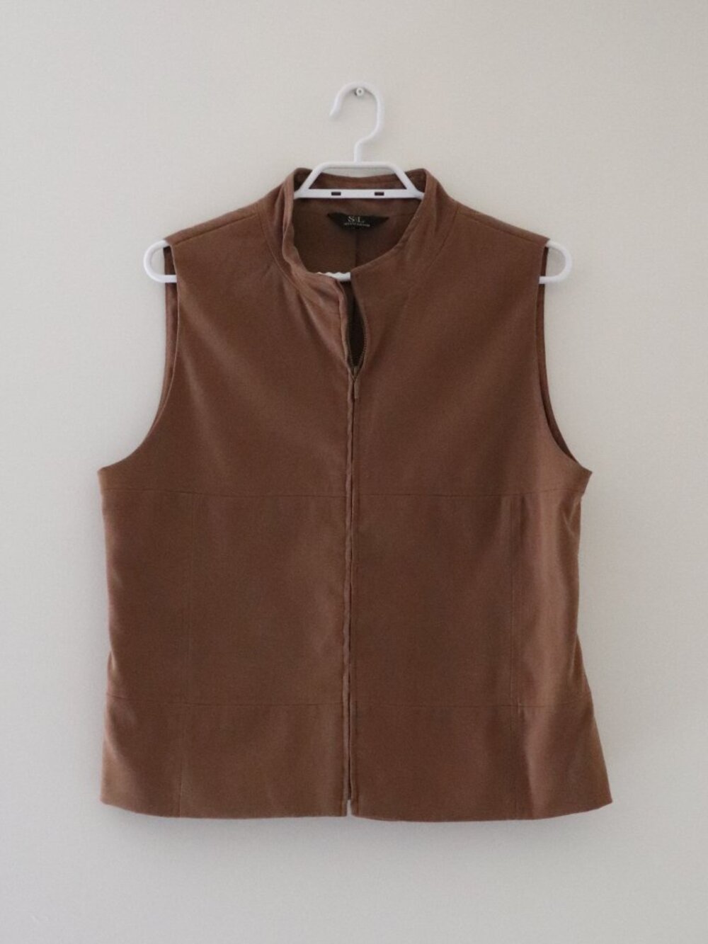 Vintage Studio London‎ Brown Suede Medium Full Zip Sleeveless Lined Vest